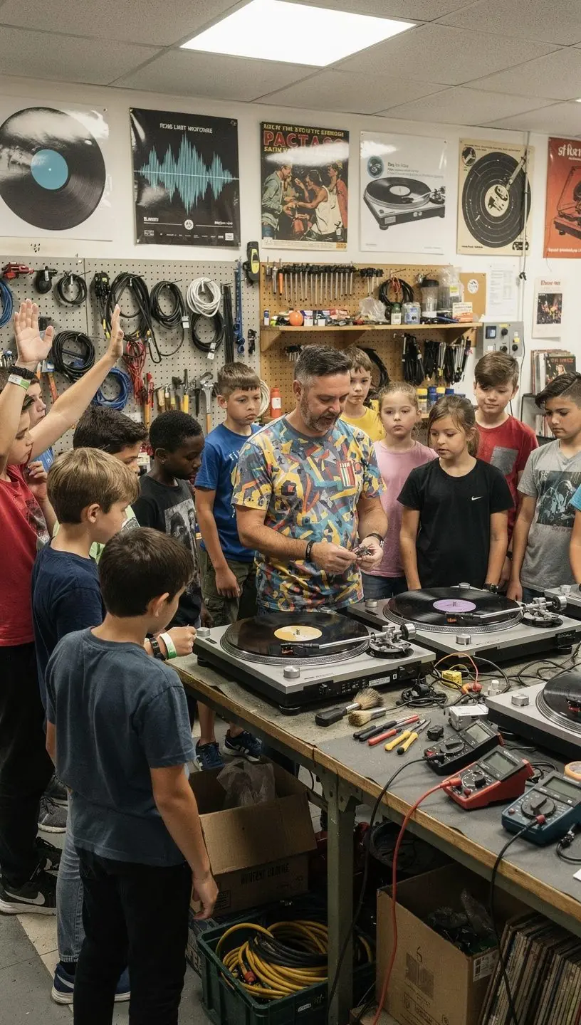 Vinyl turntable cartridge replacement guide image